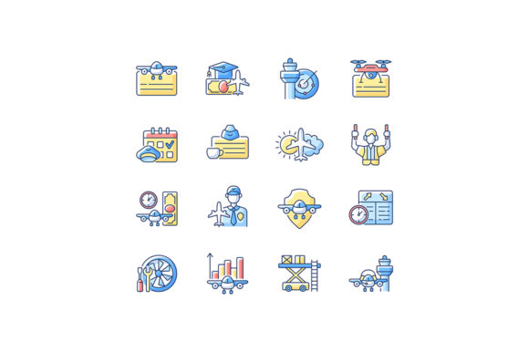 Aviation RGB Color Icons Set: Graphics & Icons for Brand Clarity