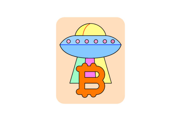 Bit Coin Space Ufo Color Outline Graphics