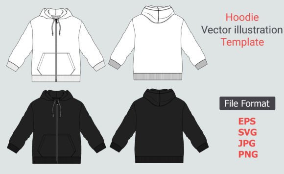 Black, White Color Hoodie Svg Template: Graphics & Crafts