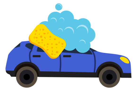 Car Wash with Sponge and Foam Color Icon