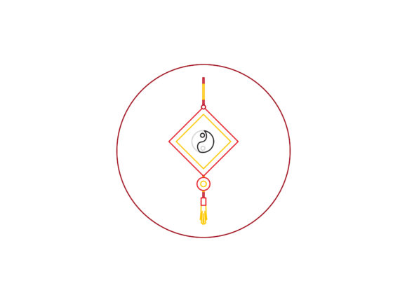 Chinese New Year Knot Color Line Icon Graphics and Illustrations