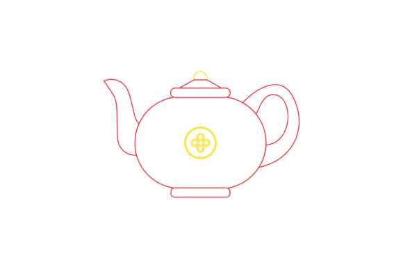Chinese New Year Teapot Color Line Graphics