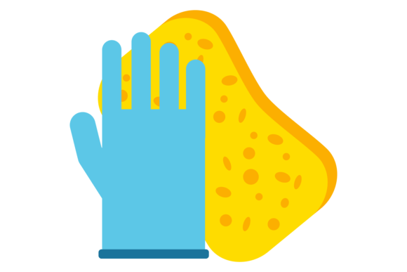 Cleaning Sponge with Plastic Glove Color Graphics