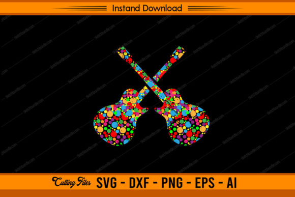Color Ball Floral Guitar Graphics for Crafts