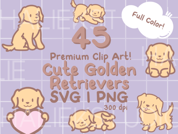 Cute Golden Retriever Color SVG and PNGs