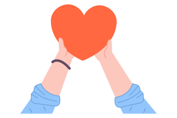 Donation Color Icon: Red Heart in Human