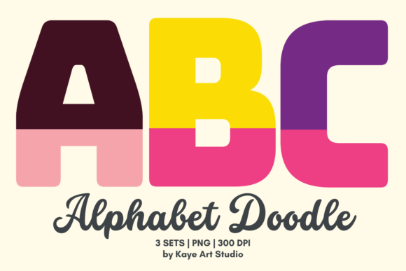 Dual Color Alphabet Doodle Clipart: Graphics for Branding