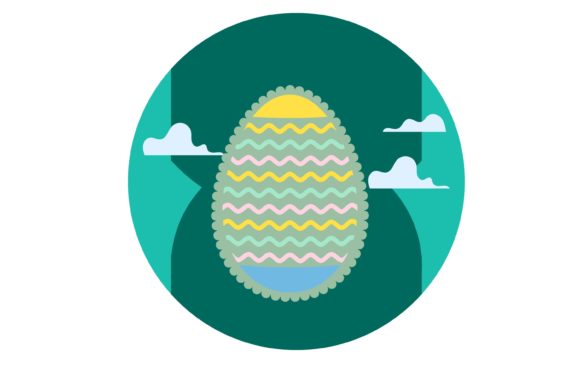Easter Egg Scalloped Design Color Blue Graphics