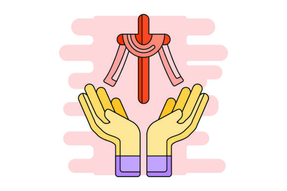 Easter Icon Cross Color Outline: Graphics & Icons for Seasonal Branding