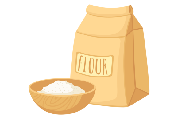 Flour Color Icon. Paper Bag and Wooden B