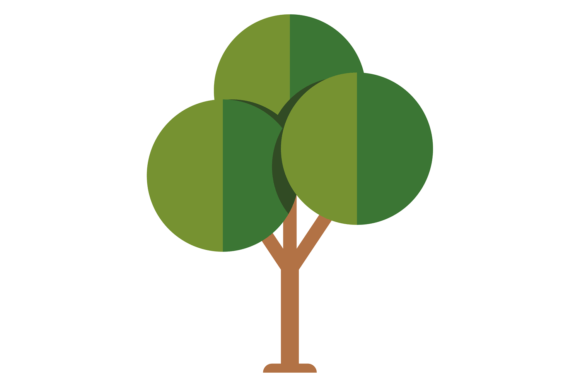 Forest Tree Color Icon: Flat Nature Plan Graphics