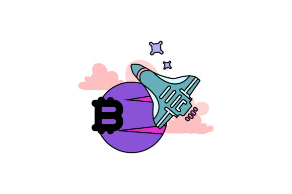 Icon Bitcoin Space Plane Color Outline