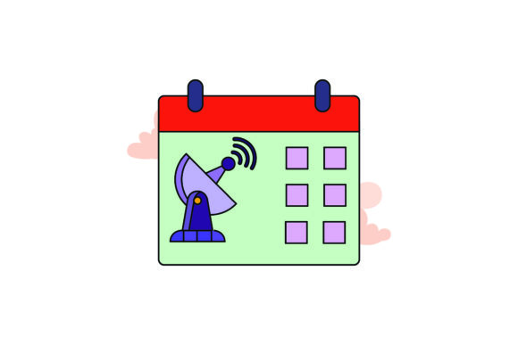 Icon Space Cute Calendar Color Outline