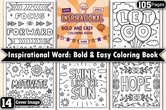 Inspirational Word Bold Easy Color Pages Graphics