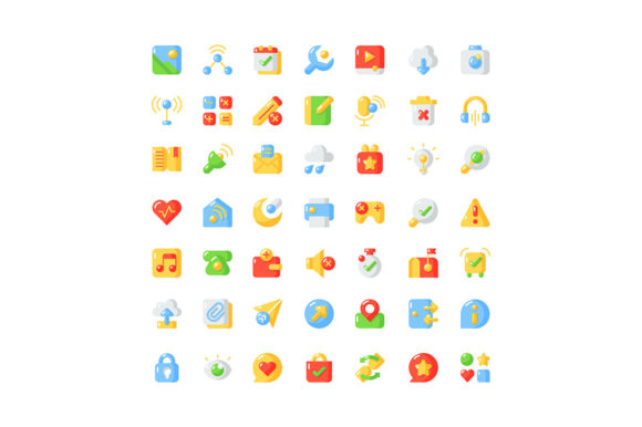 Interface Vector Flat Color Icon Set for Graphics and Icons