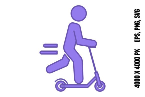 Kick Scooter Color Icon Graphics