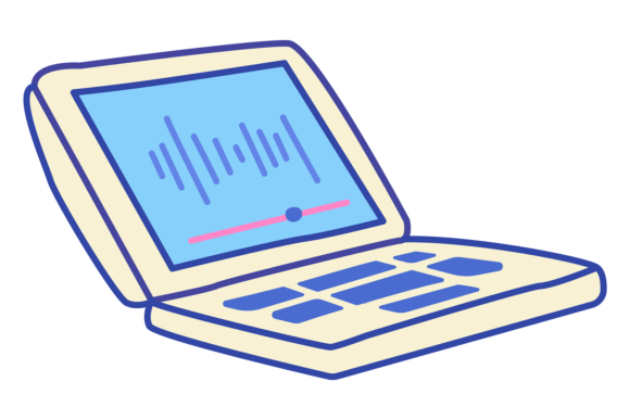 Laptop Color Icon. Cute Hand Drawn Compu