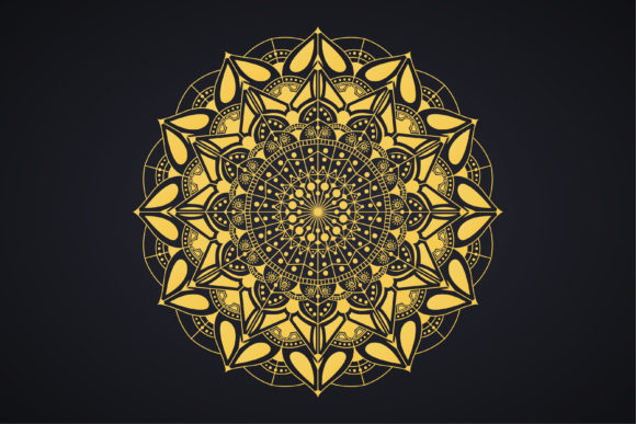 Mandala Design Gold Color Vector Graphics