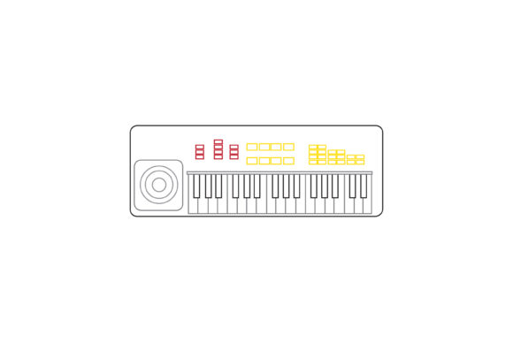 Music Instrument Keyboard Color Line Graphics and Icons