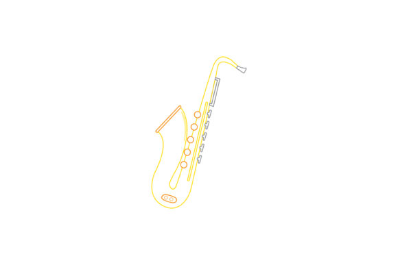 Music Instrument Saxophone Color Line Graphics