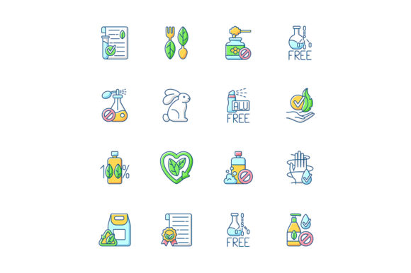 Natural Cosmetic RGB Color Icons Set