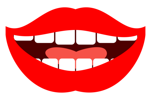 Open Woman Lips Color Icon. Sexy Mouth Graphics