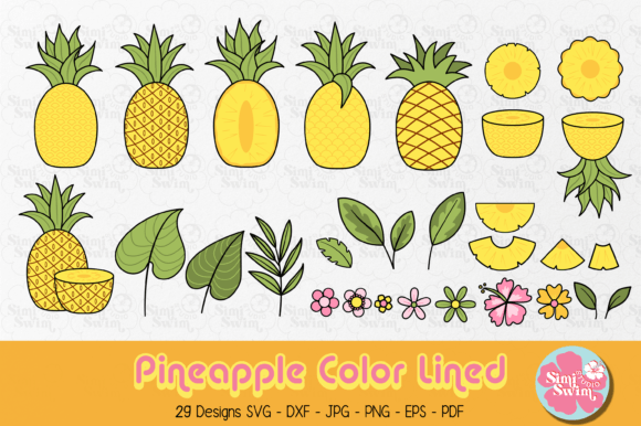 Pineapple Color Lined Svg Fruit Svg
