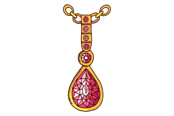 Ruby Pendant Color Icon Graphics: Shiny Gem Illustrations
