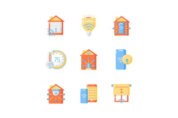Smart Home Vector Flat Color Icon Set: Graphics for Modern Branding