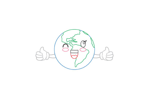 Space Earth Kawaii Cute Color Line Graphics