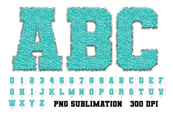 Sport Chenille Faux Alphabet Teal Color