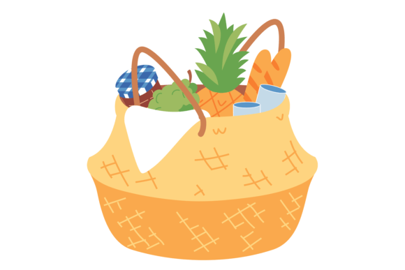 Summer Picnic Food Basket. Color Lunch W