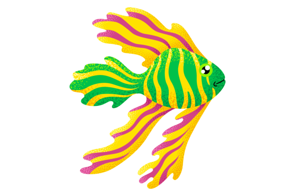 Tropical Fish Textured Icon. Ocean Color Graphics & Illustrations