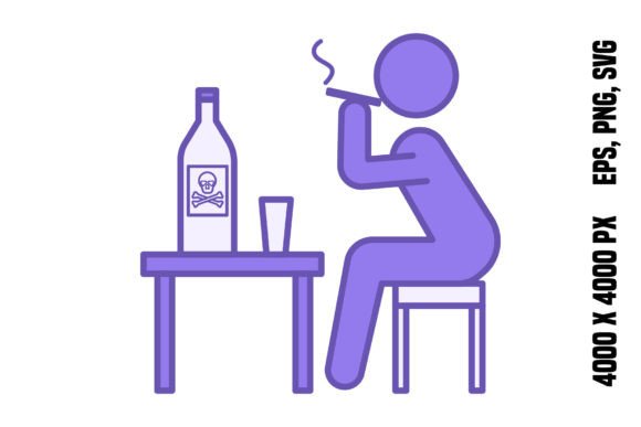 Unhealthy Lifestyle Color Icon Graphics and Icons