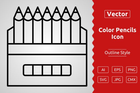 Vector Color Pencils Outline Icon Design
