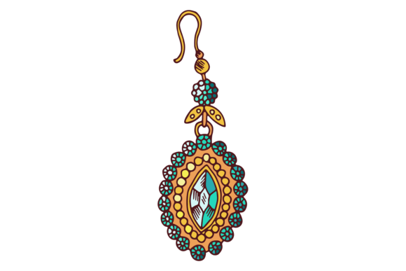 Vintage Emerald Earring Color Icon. Prec Graphics
