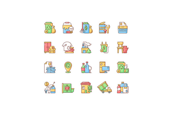 Waste Management RGB Color Icons Set