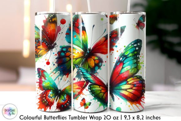 Watercolour Colourful Butterflies Design Graphics