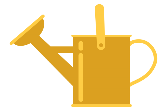 Watering Can Color Icon: Garden Metal Graphics & Illustrations