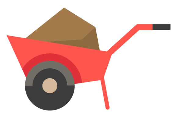 Wheelbarrow Color Icon: Farm Vehicle Graphics & Illustrations